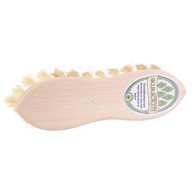 Skurborste i bok med växtfiberborst (agave)
